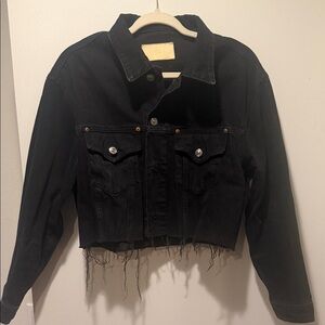 Zara Black Denim Cropped Jacket